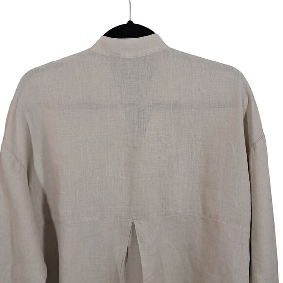 XCVI Top Womens Medium Oatmeal Popover Boho Peasant Lagenlook Gauze Linen Boxy - Picture 6 of 12